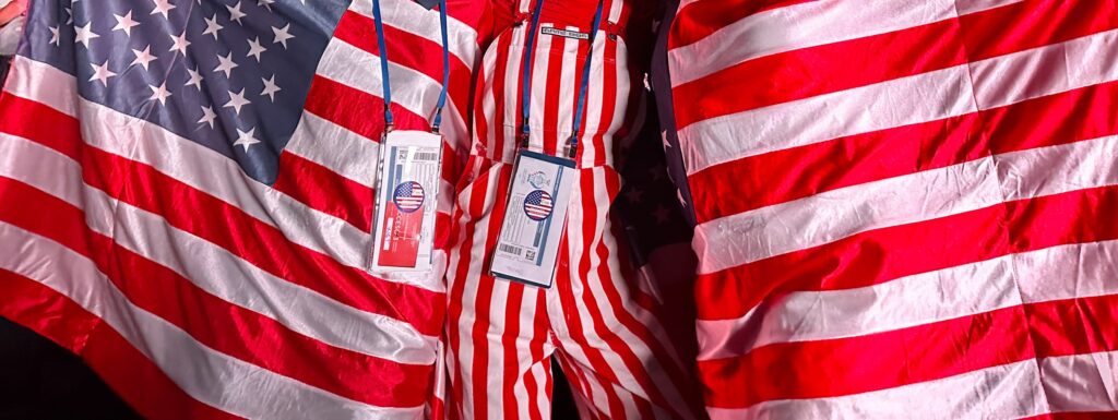 Solheim Cup flags and american guests