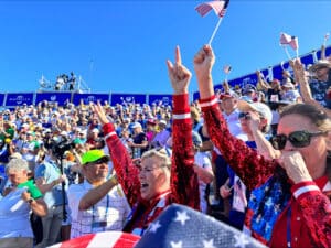 cheering solheim cup crowd in spain