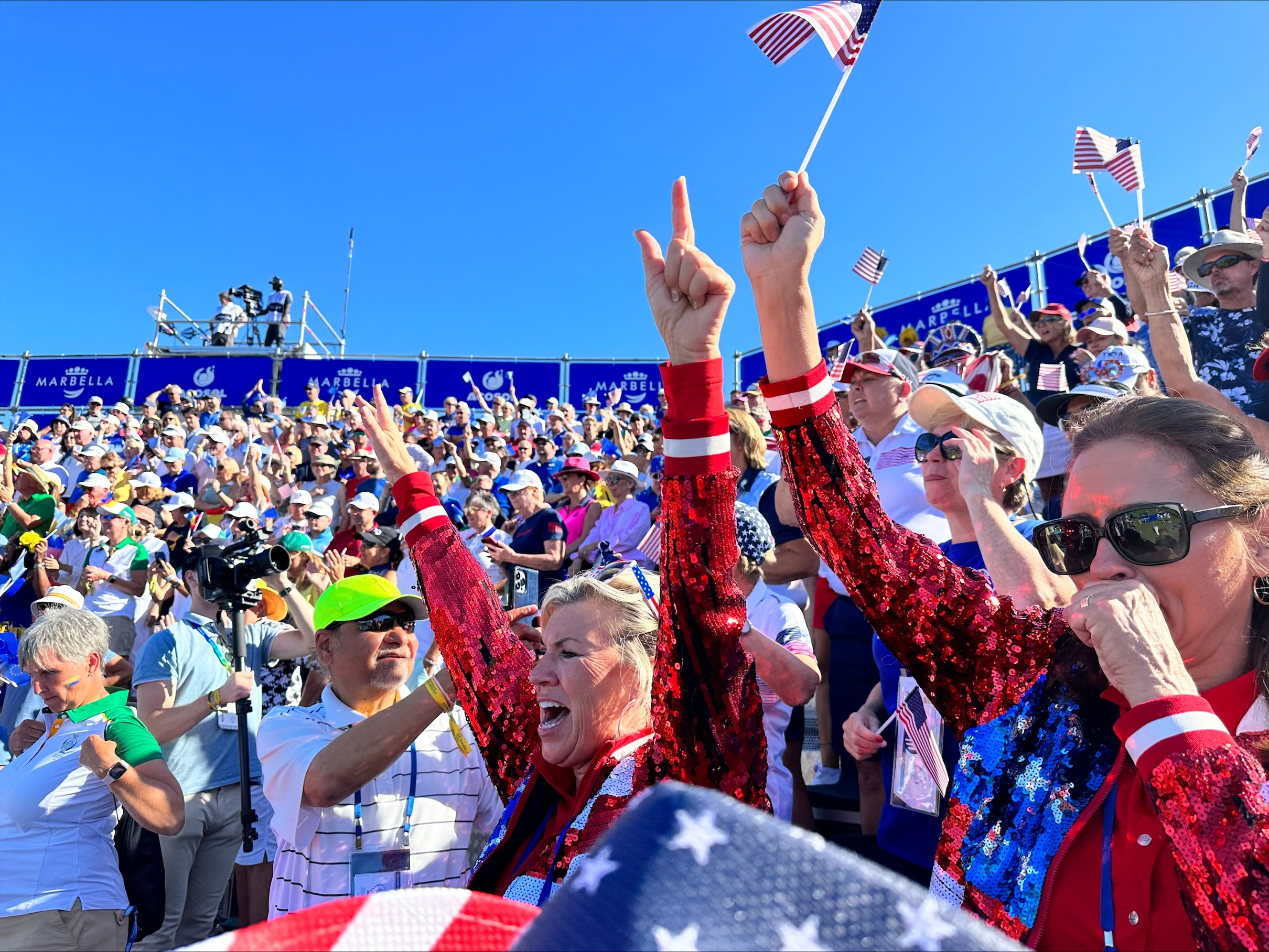 cheering solheim cup crowd in spain