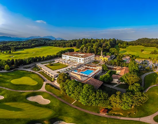 Scenic view of Arzaga Golf from QC Termegarda Spa & Golf Resort in the Lake Garda region of Northern Italy.